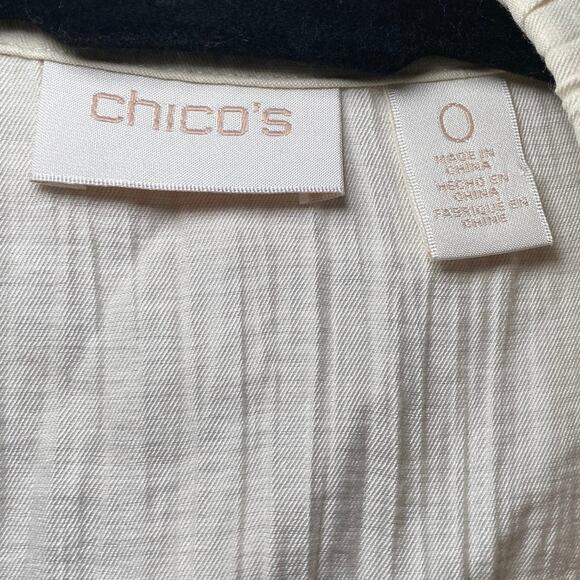 Chico's - Cream Textured Half Sleeve Jacket - Size 0 - Picture 12 of 15
